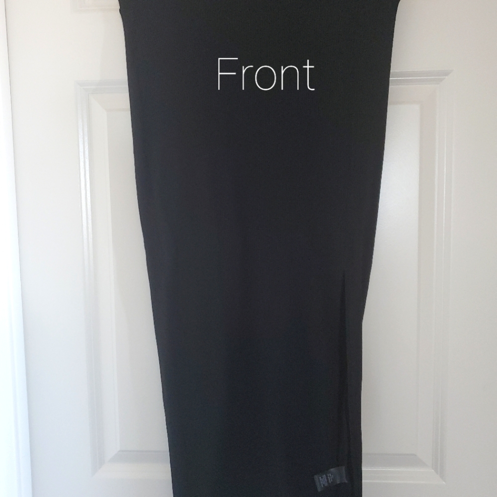 Lulus Black Ribbed Bodycon Midi Skirt